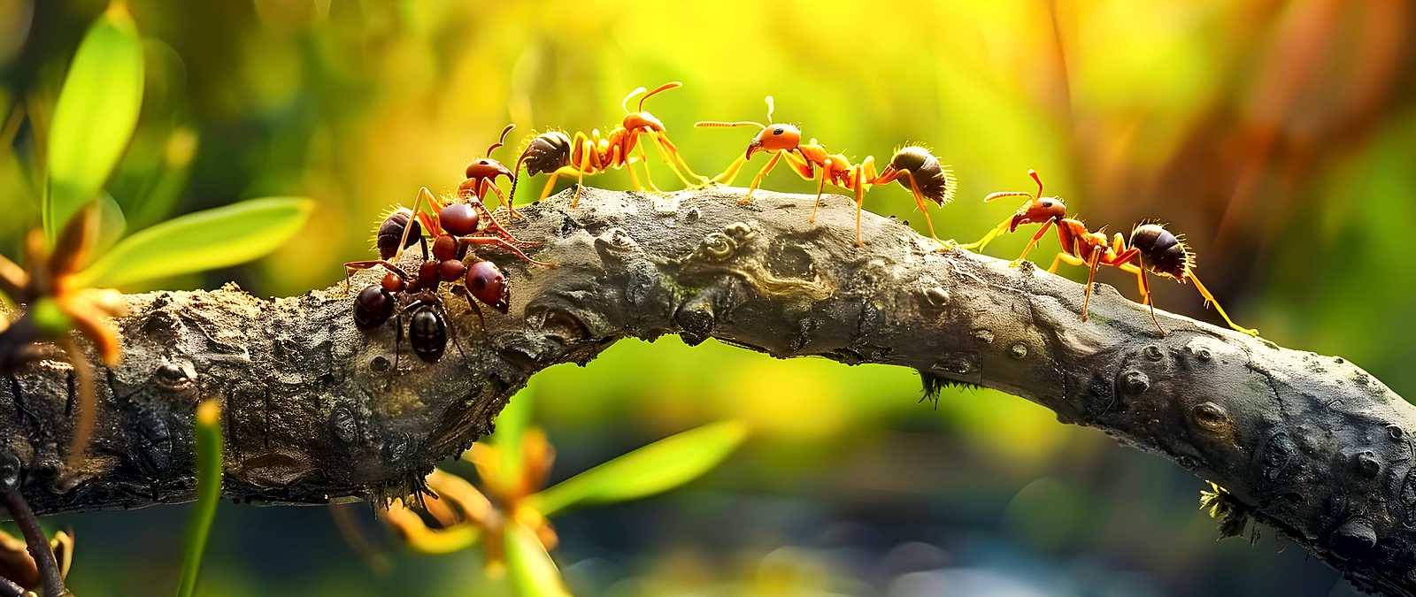 Ameisen auf einem Baumstamm
